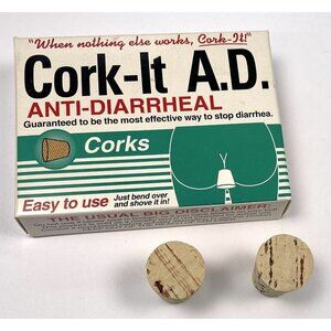 VTG 1998 On a Roll! Cork-It A.D. Anti-Diarrheal Corks Novelty GAG GIFT 00303 EUC